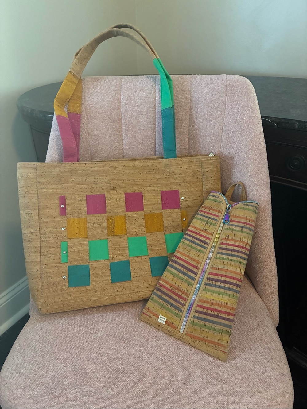 One-of-a-kind Cork Tote Bag with Free Accessory